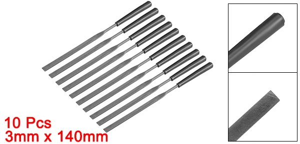 10Pcs 3x140mm Second Cut Steel Flat Needle File with Plastic Handle Ceramic Crafts DIY Wood Rasp File Needle Jewelry CarvingFile