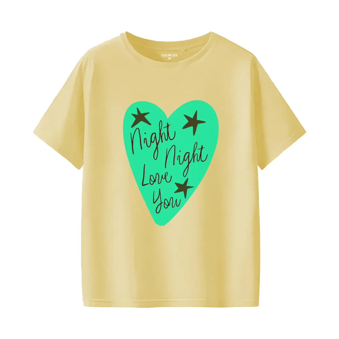 사랑의 편지 프린트 패턴 티셔츠 캐주얼 반팔 라운드넥 사계절 모두 착용 가능한 다용도 여성 티셔츠