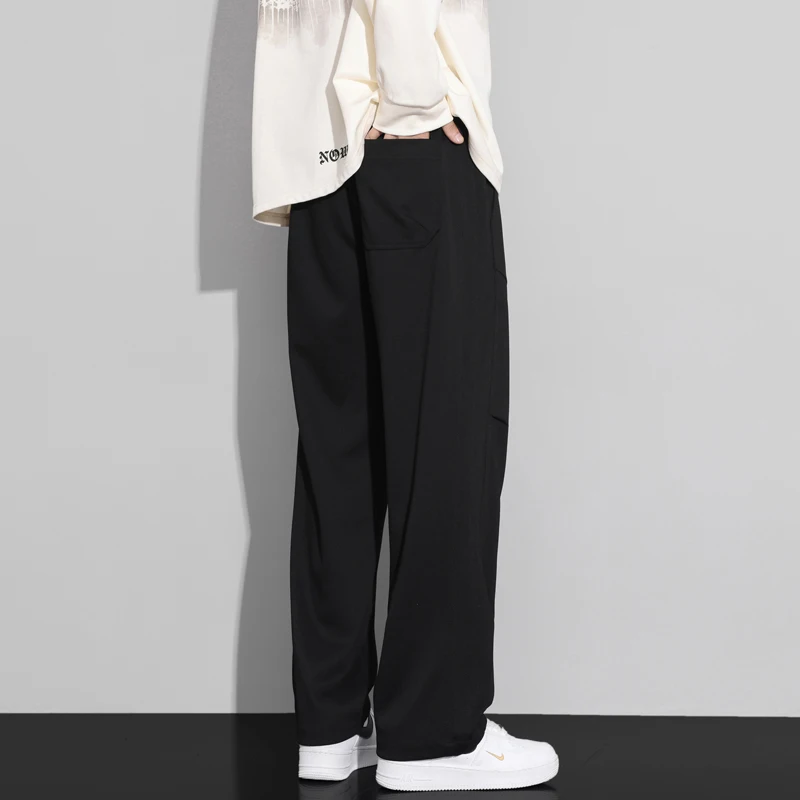 Losse herfst gebreide broek voor heren Mode Koreaanse rechte casual joggingbroek Trekkoord Comfortabele wijde broek Mannelijk