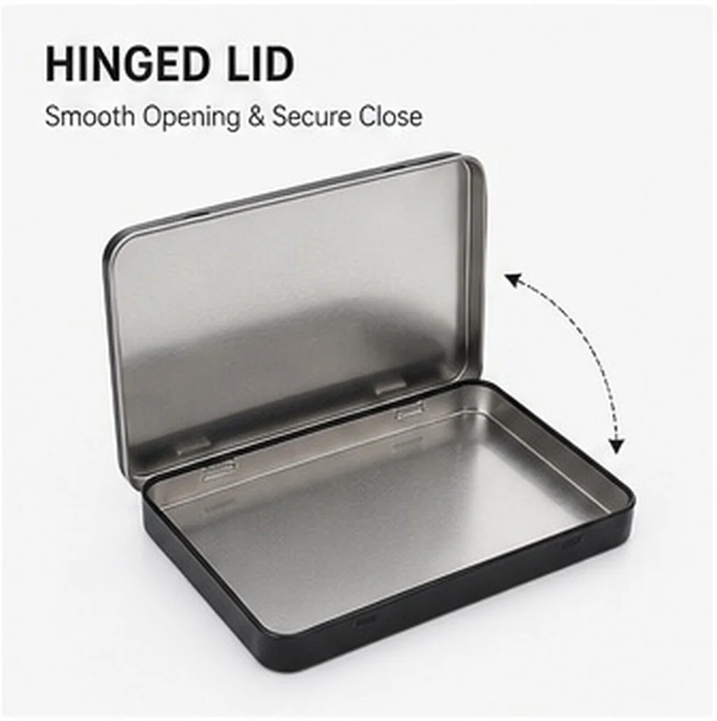 Hinged Tin Box Mini Metal Organizer Small Portable Empty Tinplate Container for Game Card Box Sports Card Holder Jewelry Storage