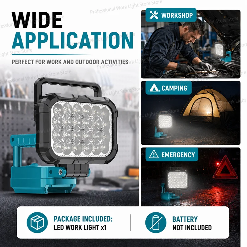 LED Work Lamp Light for Makita BL1830 18V Lithium Battery LED Work Lights Lamp Hand Lantern Spotlight Camping Emergency Lighting