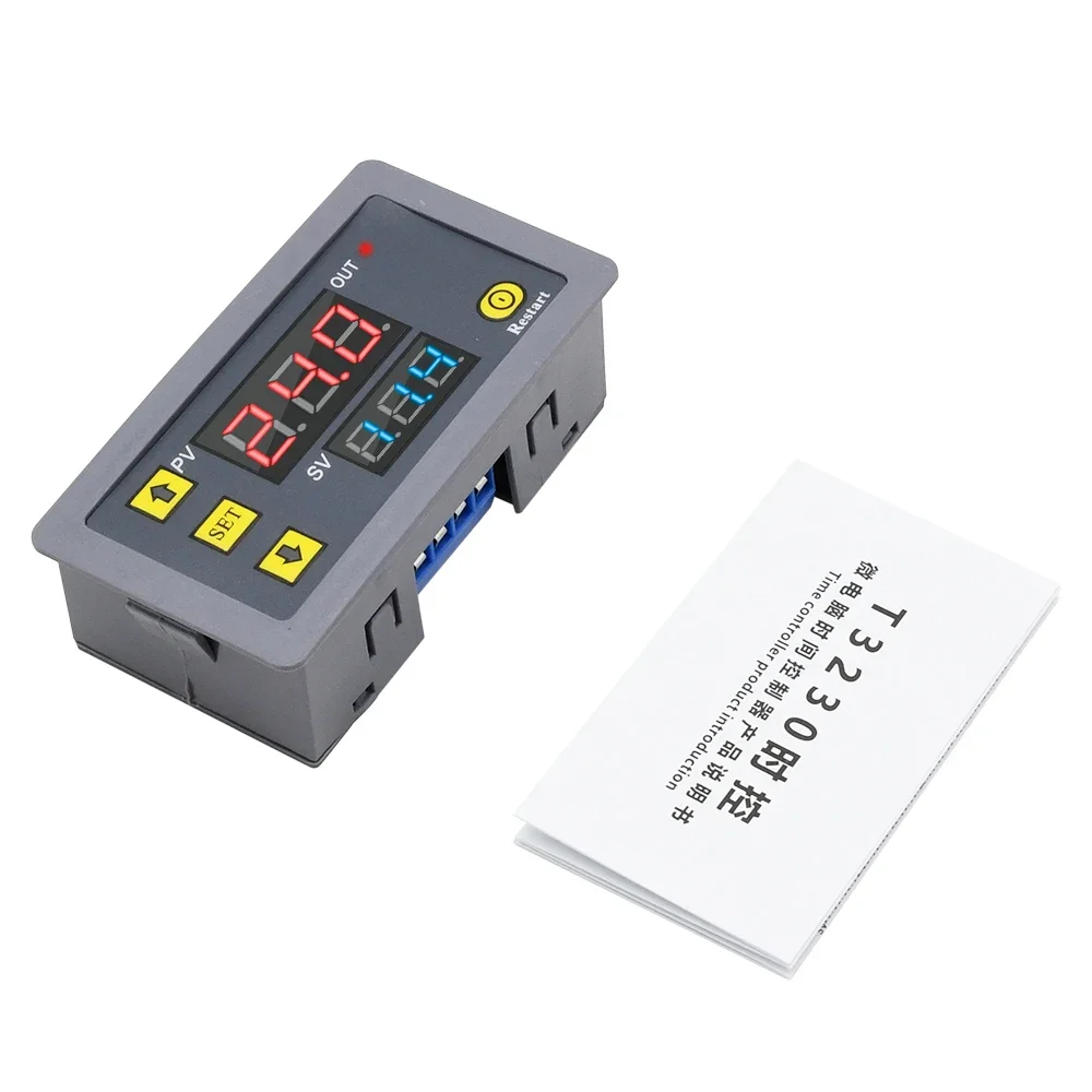 AC 110V 220V 12V Digital Time Delay Relay Dual LED Display Cycle Timer Control Switch Adjustable Timing Relay Time Delay Switch