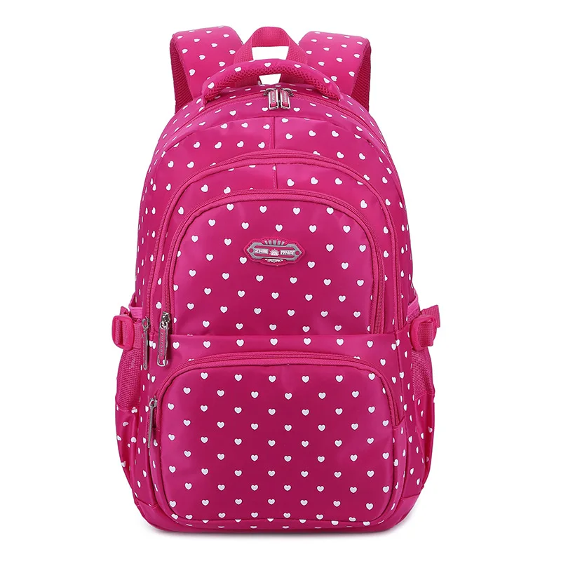 Fashion Heart Print Shoulder Bag for Teen Women Large Capacity Waterproof Kids Backpacks Primary High School Students Schoolbags