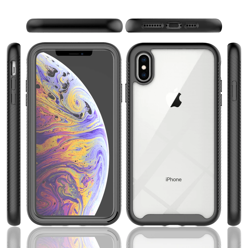 Odporne na wstrząsy przezroczyste etui na telefon iPhone XR/XS, wbudowana osłona ekranu, wytrzymała obudowa TPU z bumperem dla iPhone XS MAX — zdjęcie produktu 2