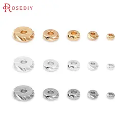 Brass Wheel Pulseiras Spacer Beads, Jóias Fazendo Suprimentos, DIY Findings Acessórios, 18K Cor do Ouro, 3mm, 4mm, 5mm, 6mm, 8mm, 40Pcs