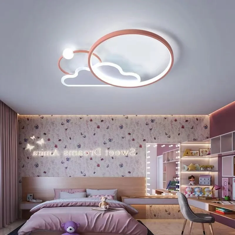 Imagem -04 - Moderno Led Luzes de Teto para Crianças Quarto Rosa Nuvem Lustre Regulável Bonito do Bebê Menino Menina Quarto Deco Lâmpada do Teto Inteligente