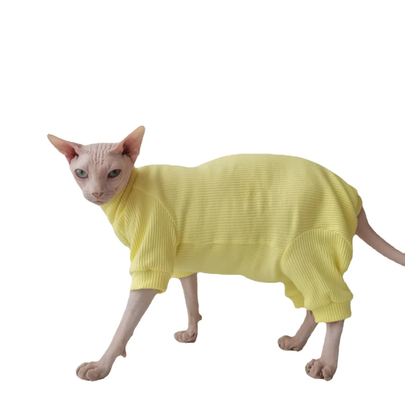 Spring, Autumn and Winter Style Belly Protector Four-legged Clothes Sphinx Hairless Cat Devon Clothes Pure Cotton Breathable