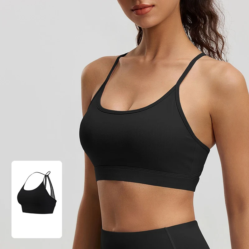 

2026 Women Sexy Mesh Cutout Racerback Yoga Bra Naked Feeling Breathable Sports Bra High Impact Push Up Running Workout Top