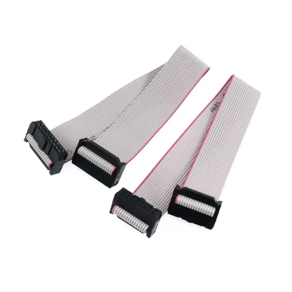 FC 2.54mm Pitch Gray Flat Cable Double-ended Cable with AVR Round Plug Connector FC-6/10/14/16/20/64P JTAG ISP