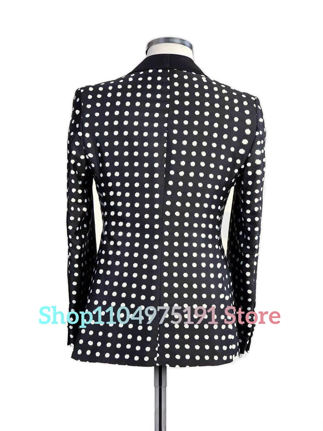 Casual business dinner slim suit, Temperament polka dot single-breasted men's suit.3-piece Men's Suit (Blazer+Vest+Pants )
