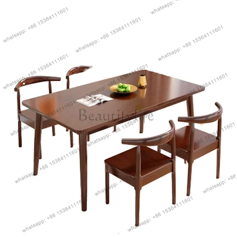 

LJYWooden Unique Dining Table Rectangular Nordic Modern Living Room Table Restaurant Small Design Mesa De Jantar Kitchen Furnitu