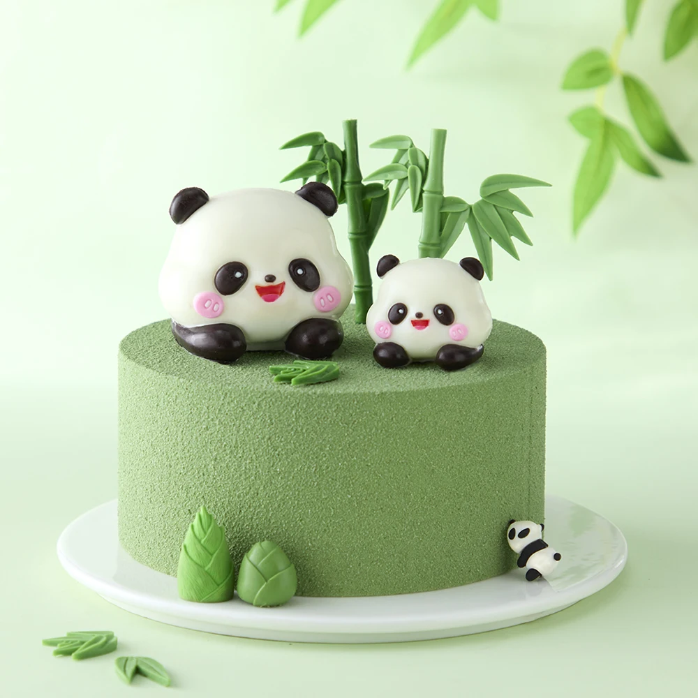 

3d Cartoon Panda Molds Silicone Forest Bamboo Leaves Poles Shoots Baking Tools Chocolate Plaster Silicone Mold Cake Decoration