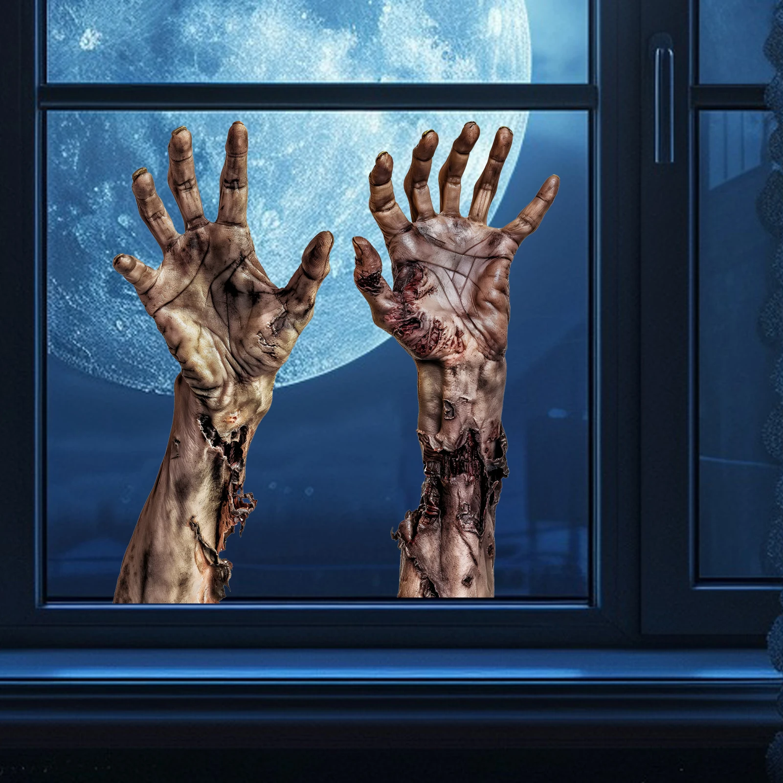Multi-style Realistic Zombie Reaching Hands Wall Sticker Blood Handprint Toilet Decal Removable PVC Halloween Decoration