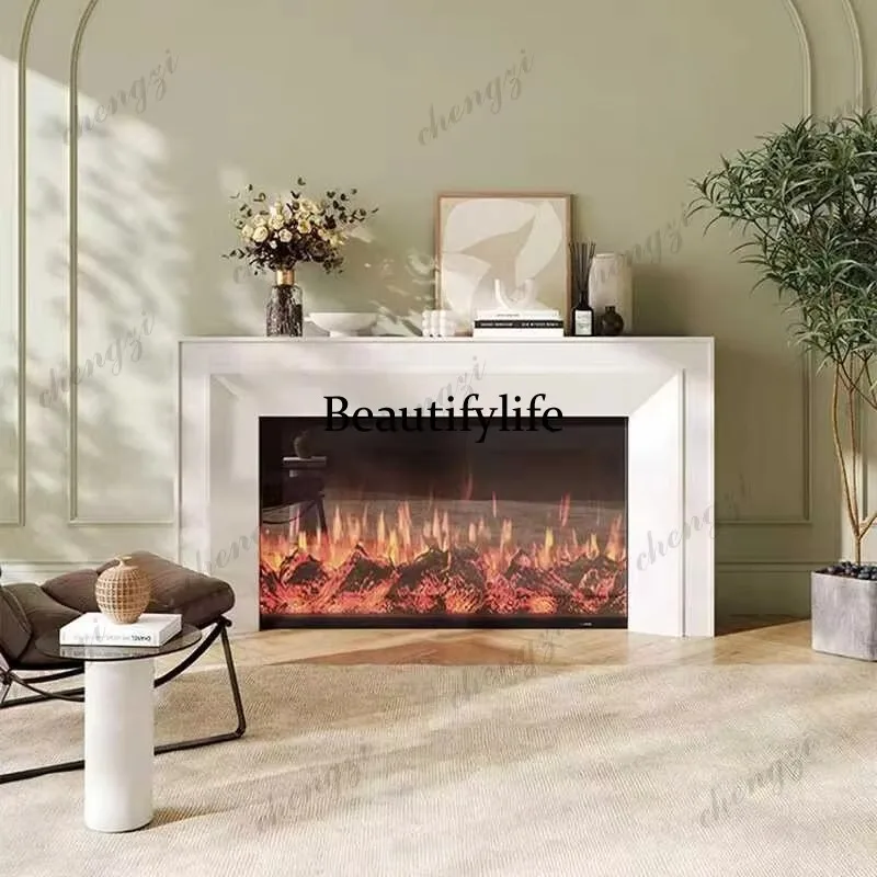BBB American fireplace decorative cabinet Cream wind European TV cabinet French fireplace decorative cabinet Simulation fire hea