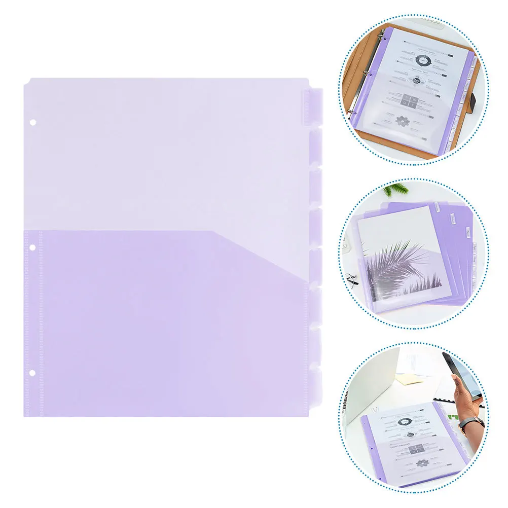

2Sets Binder Dividers A4 3-Hole Plastic Pocket Organizer Refillable Pages for Office Planner Files Document Storage