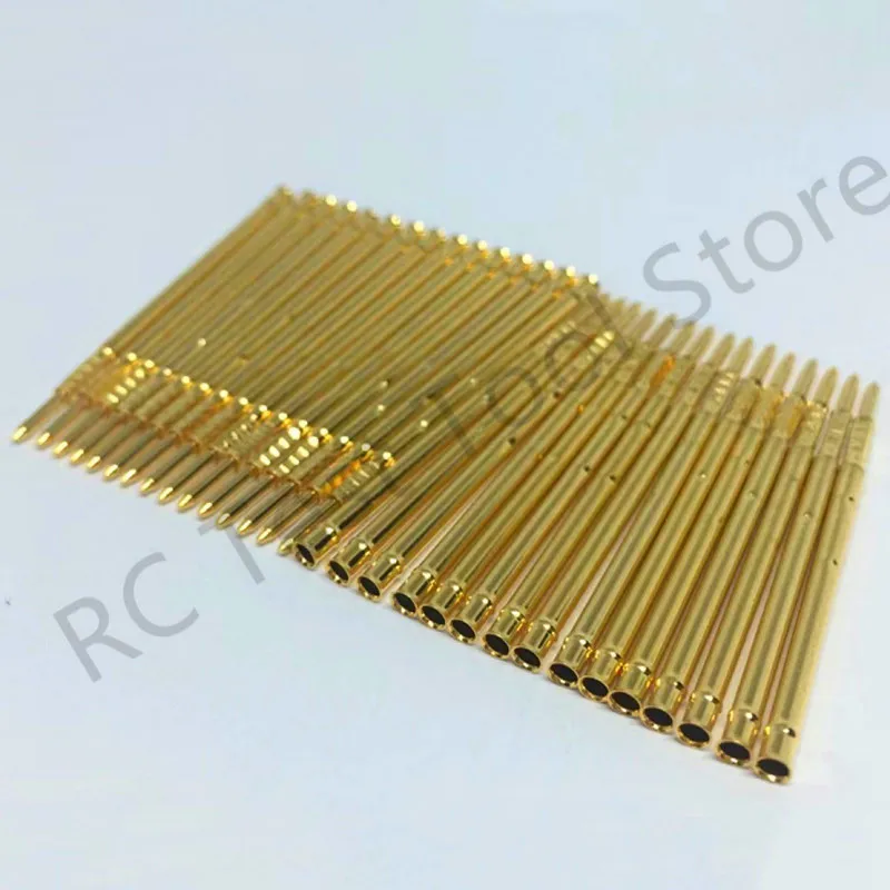 100PCS/Pack Test Probe Receptacle R100-1T Brass Tube Spring Test Probe for Electrical Length 35.3mm Needle Dia 1.67mm Test Tool