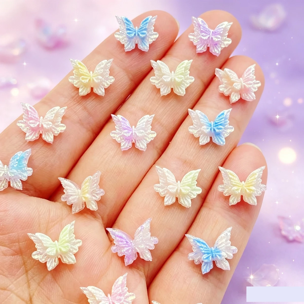 60pcs Resin Cute 3D mini Butterfly Flat Back Rhinestone Scrapbook DIY Craft For Nail  Decor Jewelry Accessories