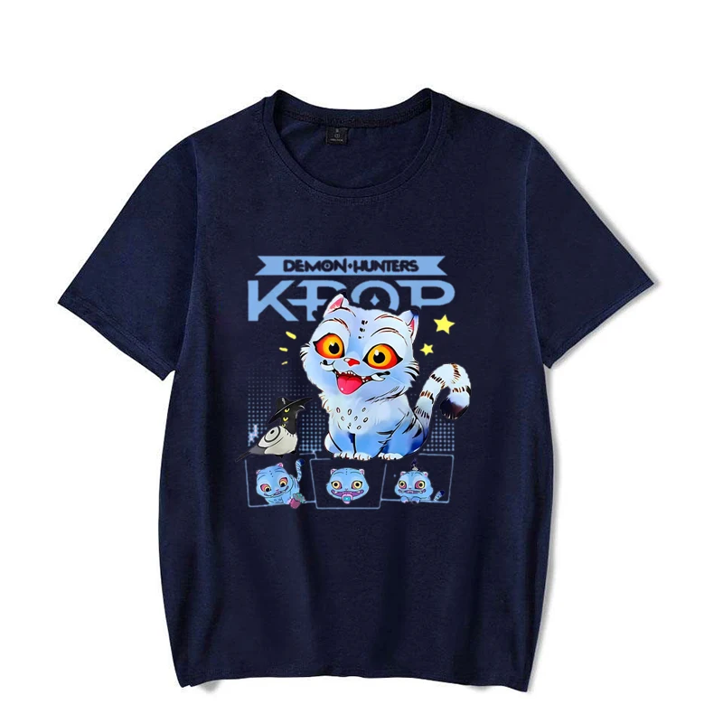 حار Kpop شيطان هنتر تي شيرت صيف جديد لطيف النمر طباعة تنفس تي شيرت الرجال والنساء الجولة الرقبة بلايز لينة عادية