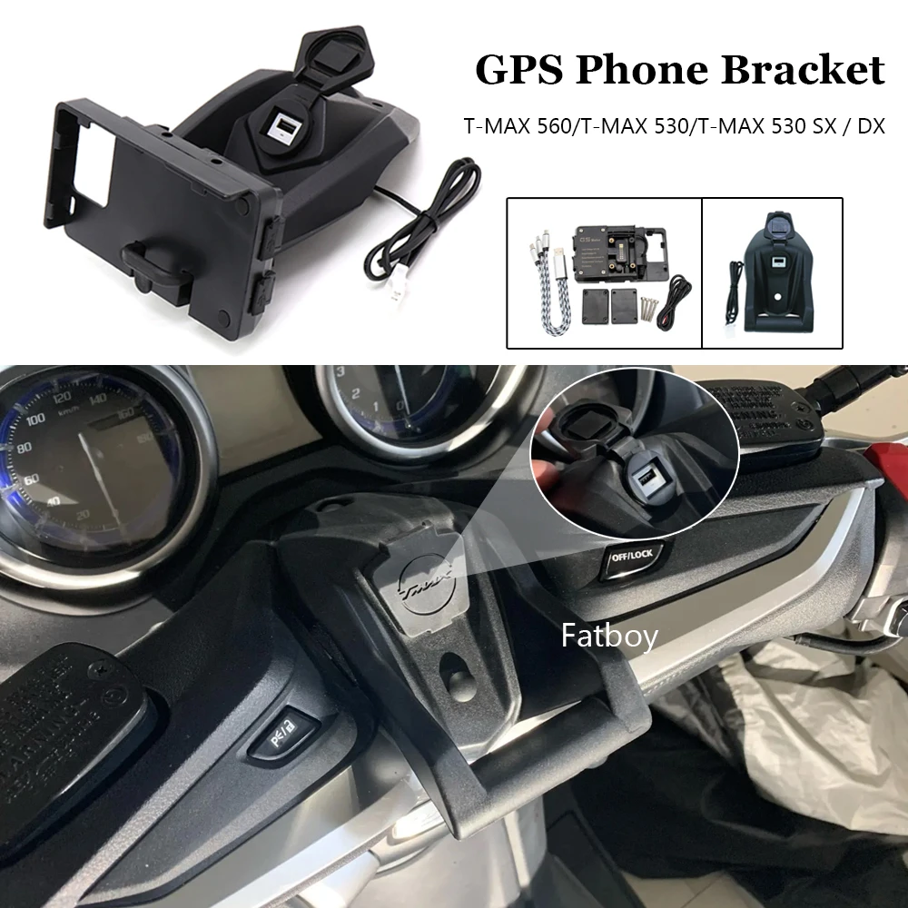 Suporte de Navegação para Yamaha, Porta de Carregamento USB Sem Fio, Suporte Conversor, Acessórios de Motocicleta, TMAX, T-MAX, 560, 530, DX, SX