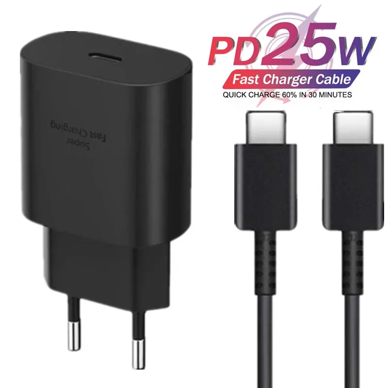 25W PD USB C Surper Fast Charger For Samsung Galaxy S24 S23 S22 S20 S21 Plus S24 Ultra A55 5G USB Type C WALL Charger Cable