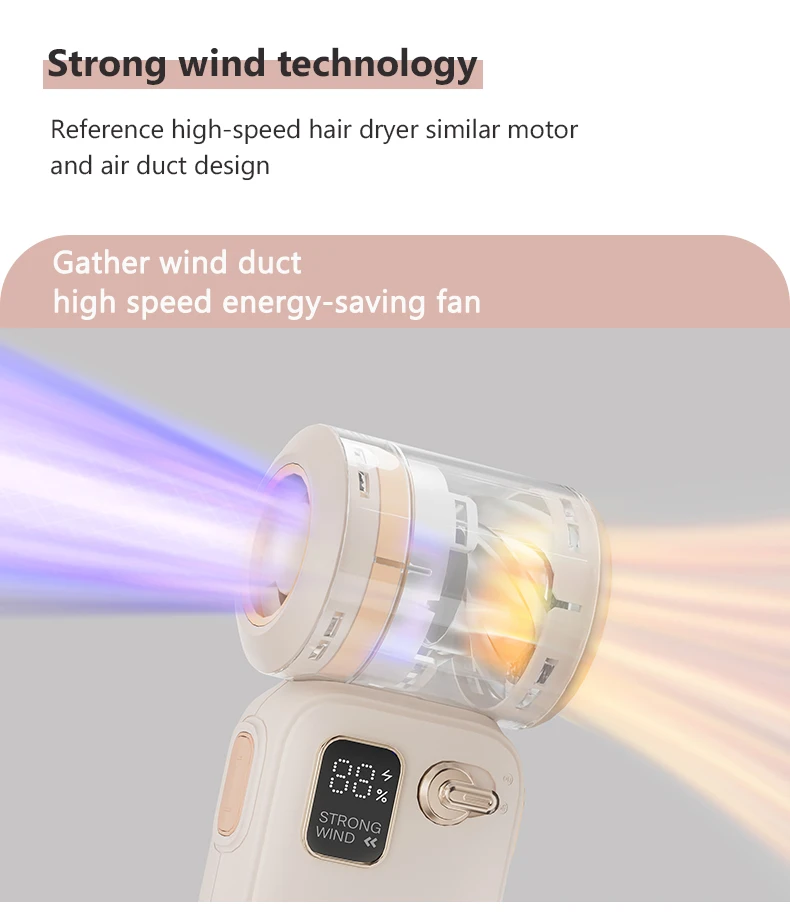 100 speed high-speed handheld fan, outdoor portable digital display charging, mini small fan, high wind power, small wind cannon