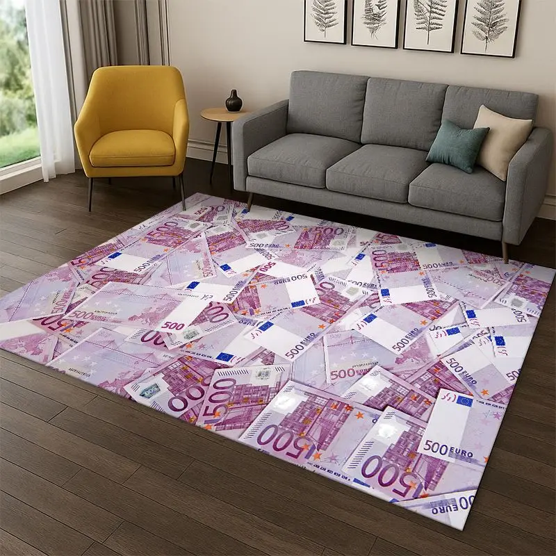 Cartoon Dollar Euro Money Rich Carpet Rug for Bedroom Living Room Sofa Playroom Doormat Home Decor,Kid Game Area Rug Non-slip