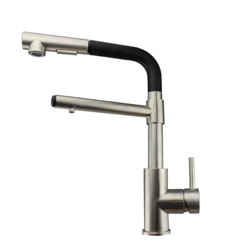 2022 New Style Brushed Kitchen Faucets With Pull Down Sprayer Stainless Steel 3 Way Faucet Drinking Water Tap