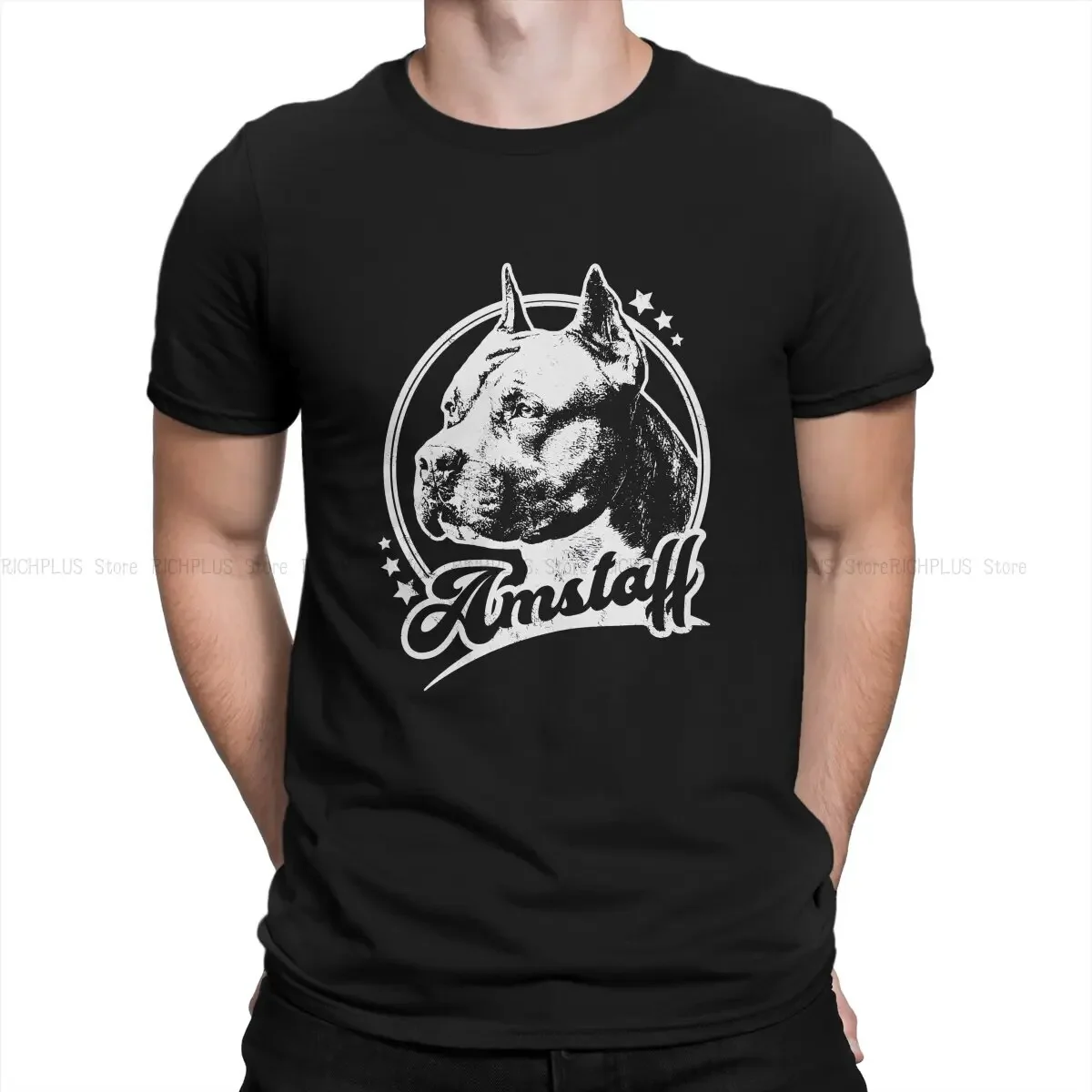 Retro Amstaff Dog Essential Hip Hop TShirt Dog Lover Leisure Polyester T Shirt Hot Sale Stuff For Adult