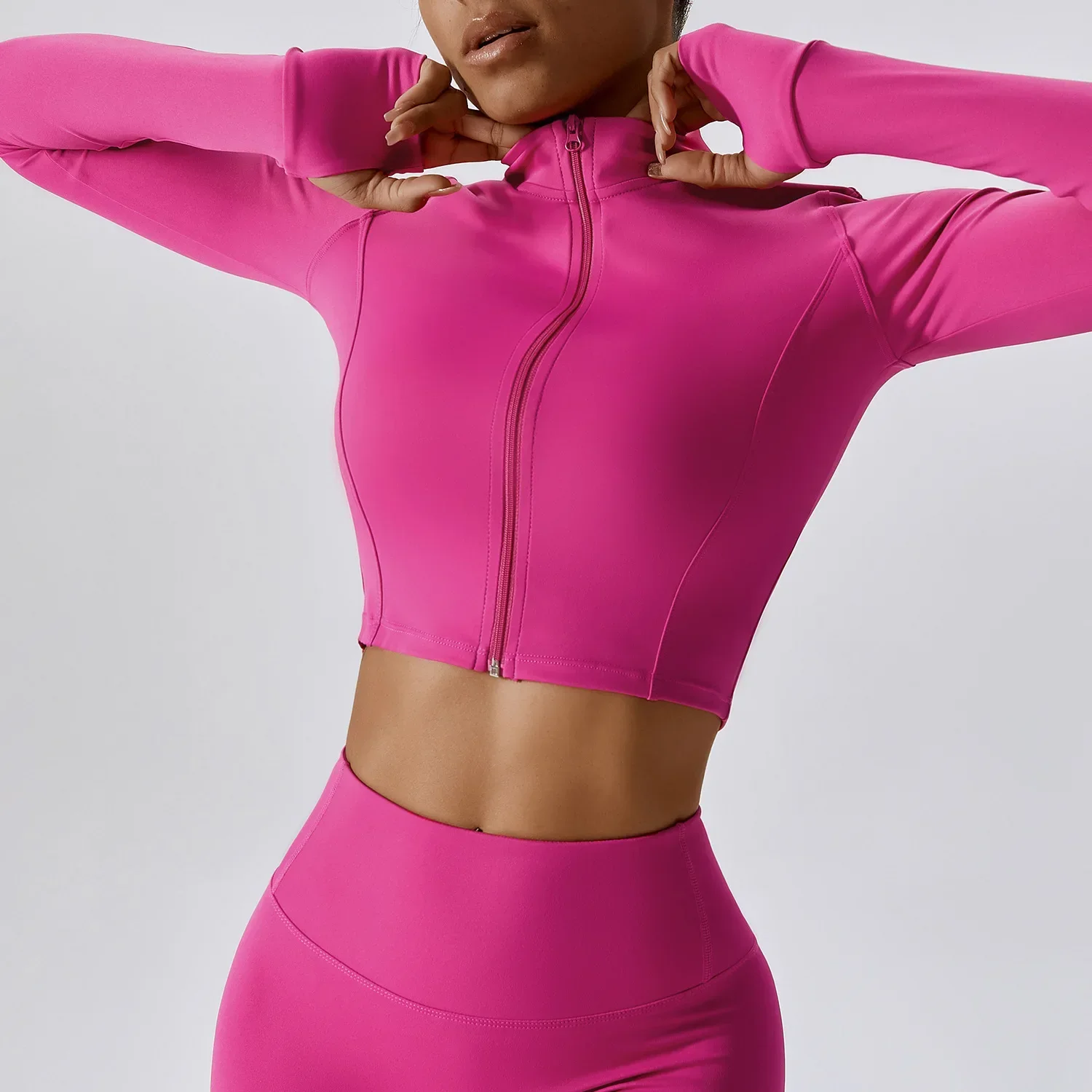 Zipper Sports Top Women Gym Long Sleeve for Fitness Coat Running Women Clothing Running Workout Tights Gym Tops Yoga Shirts