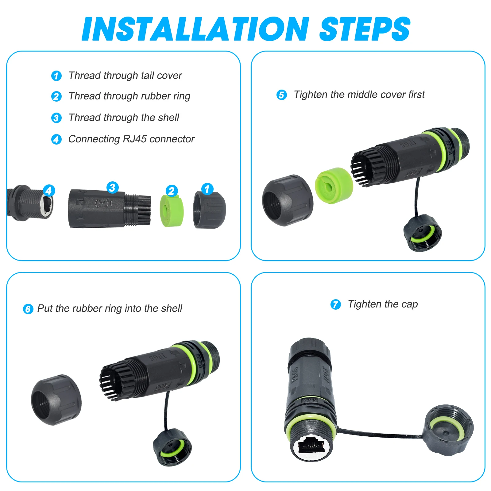 YXY 2023 New Cat6 CAT5e Network Connectors IP68 Waterproof Rj45 Cable Port Extender Adapter Connector 8 Core 20mm