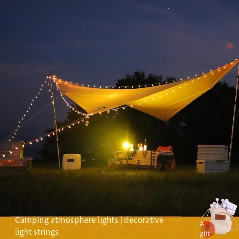 Camping Ambient Lights Outdoor Tent Canopy Patio Decoration String Lights LED Round Waterproof String Lights Camping Tools