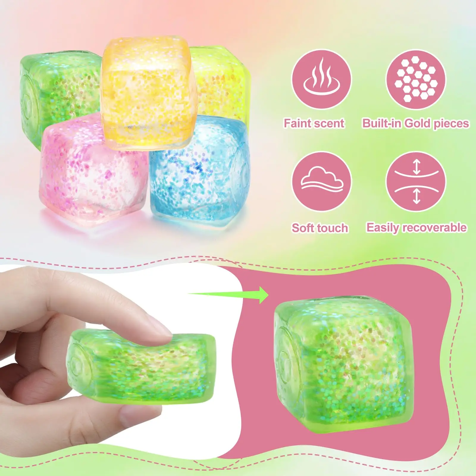 5-100pcs Cubos de Estresse Bolas Antiestresse para Adultos e Crianças, Brinquedos Sensoriais para Alívio de Ansiedade e Estresse, Elásticos