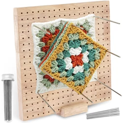 Wood Crochet Blocking Board Kit Handcrafted Knitting Blocking With Rod Pins For Knitting Granny Squares Crochet Board Crafting