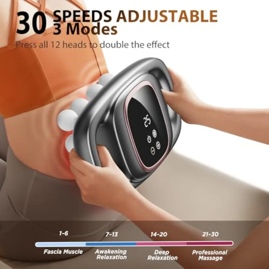 12-Head Massage Gun 3 Modes 30 Levels Of Intensity Electric Deep Tissue Massager Relieves Muscle Pain All Over The Body 4k Smar