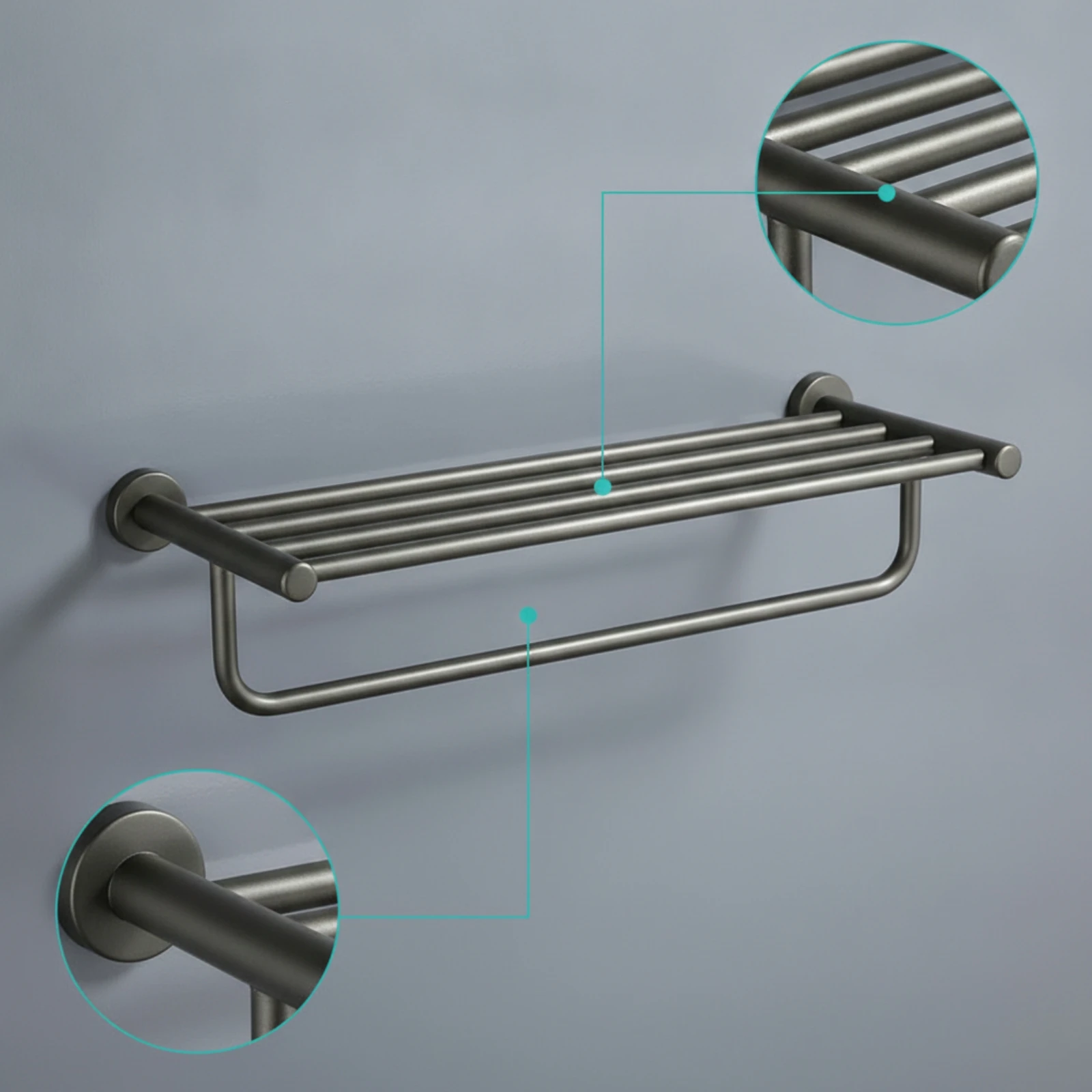 Wall Towel Rack with Shelf Compact Towel Bar with Shelf Hardware Minimalist Lightweight for Rental