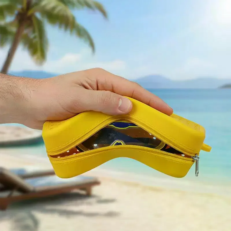 Durable Perforated Silicone Swim Goggle Case Breathable Portable Eyeglass Storage Bag Ideal Gift for Swimming Enthusiasts