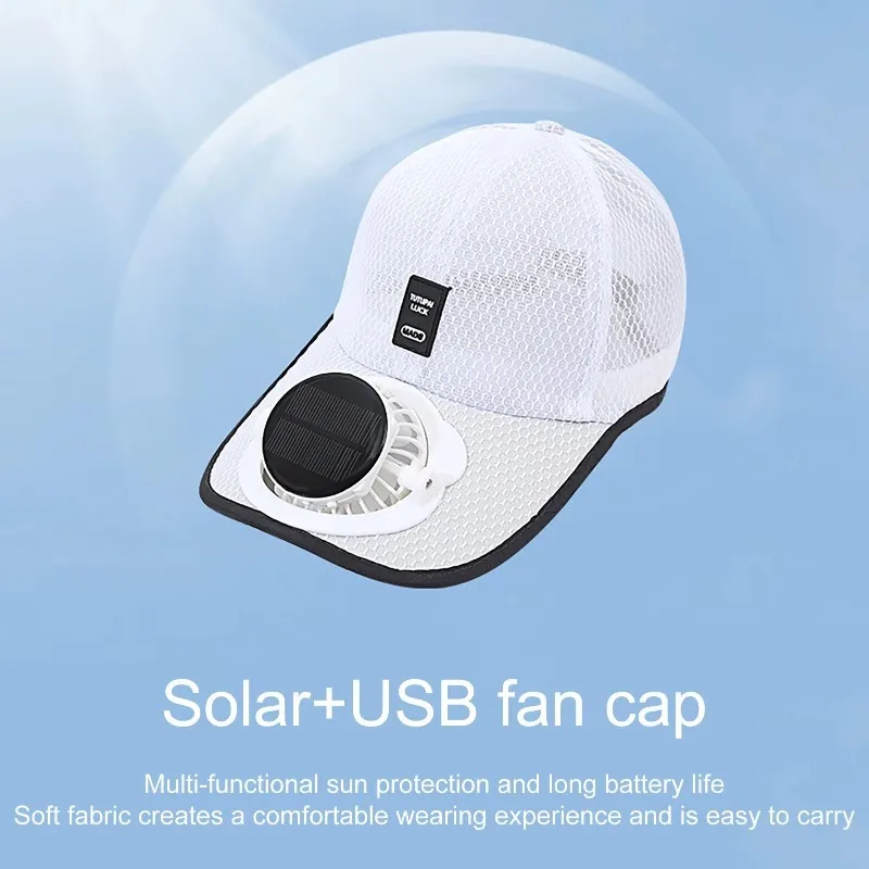 Summer Solar Fan Hat Breathable Baseball Cap with Built In Cooling Fan for Hiking Beach Outdoor Sports Sun Protection Gear