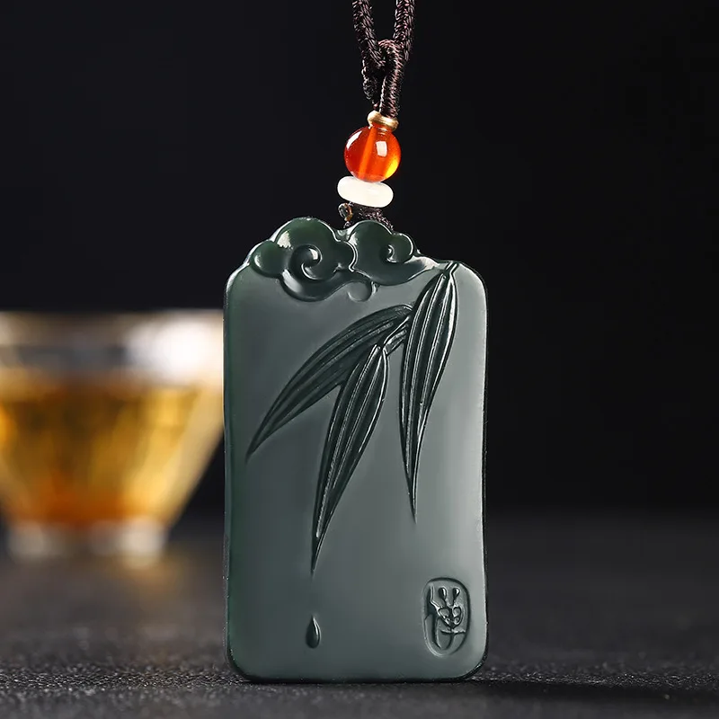 Gray Jade Plum Blossoms Orchids Bamboo and Chrysanthemum Brand Pendant Bright Fine Material Natural Xinjiang Hetian Jade Pendant