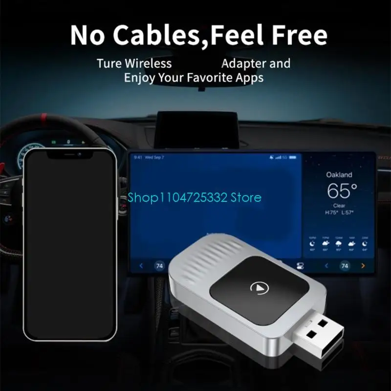 P5EA Upgraded Your Driving Experience Phone Cabled to Wireless Play Hubs No More Cables Quick Installation, Fast Auto Pairing