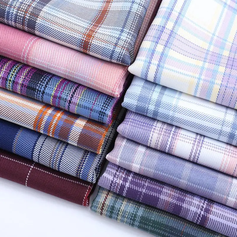 50x145cm Japanese Style Classic jk Plaid Fabric DIY Sewing Work Clothes Vest Suit Pleated skirt Fabrics by half meter