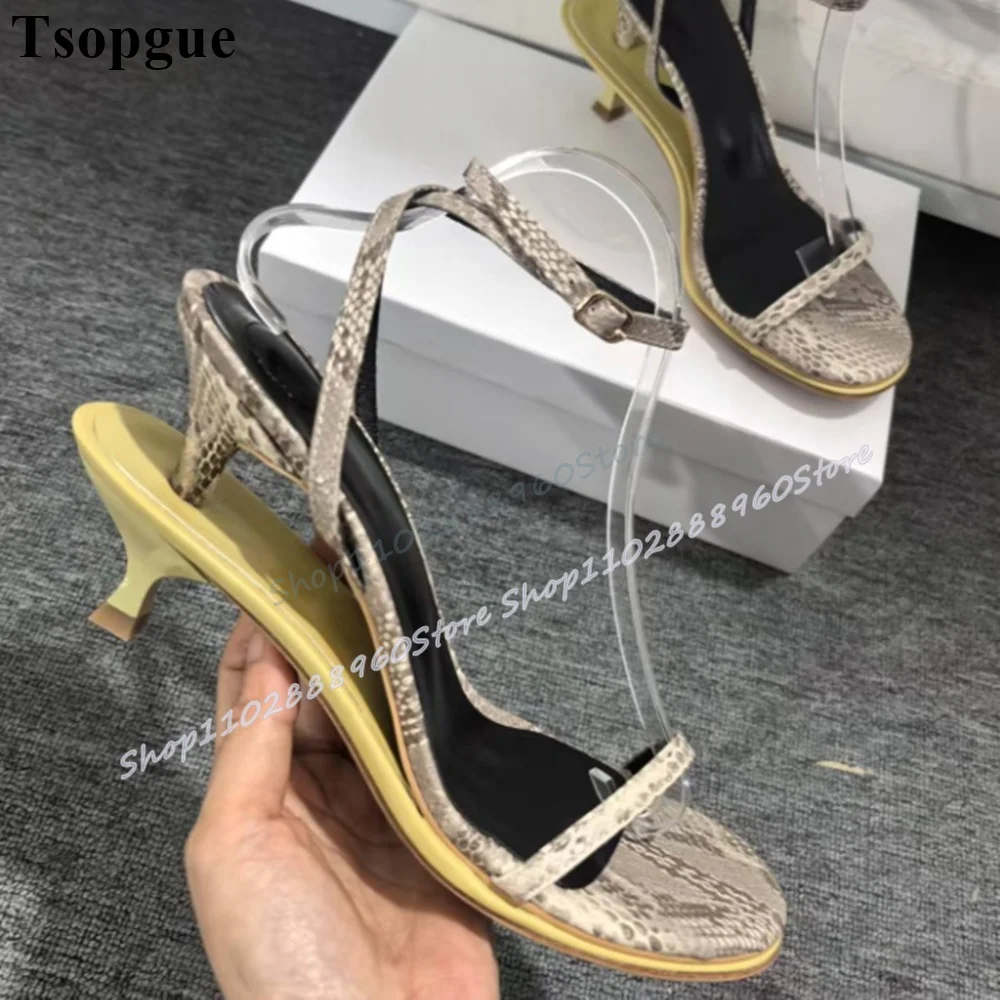 

Unique Mixed Narrow Strip Shallow Sandals Strange Style Heel Women Shoes Ankle Buckle Strap Open Toe Stylish Party Women Sandals