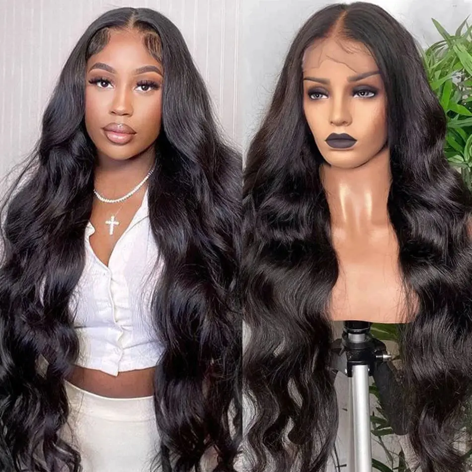 Gelombang tubuh transparan 13x6 Hd renda rambut manusia depan Wig rambut manusia Remy Brasil dengan kepadatan 200 13x4 Wig Frontal 30 inci untuk wanita