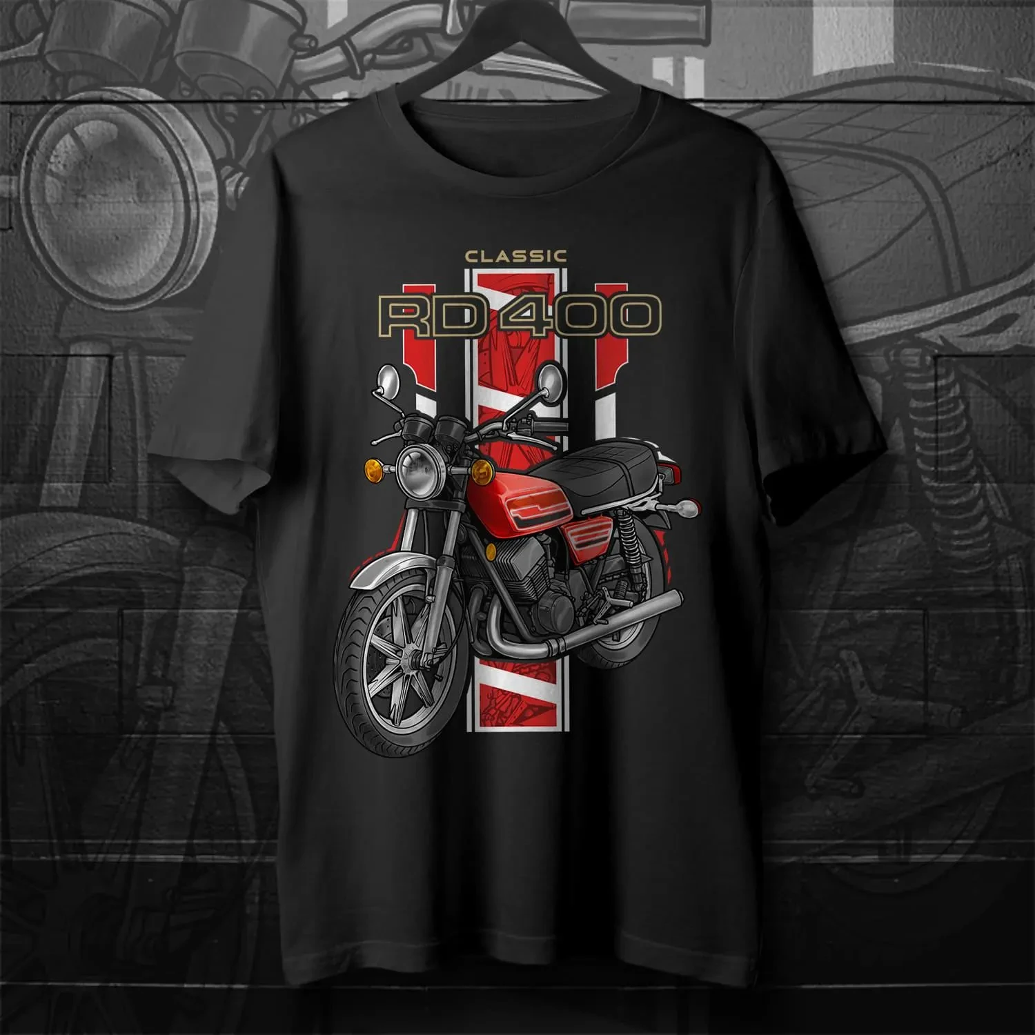 ياماها RD400 1976-1977 مستوحاة دراجة نارية تي شيرت الرجال موضة الشارع الهيب هوب روك قصيرة الأكمام النساء القطن الجولة الرقبة #1