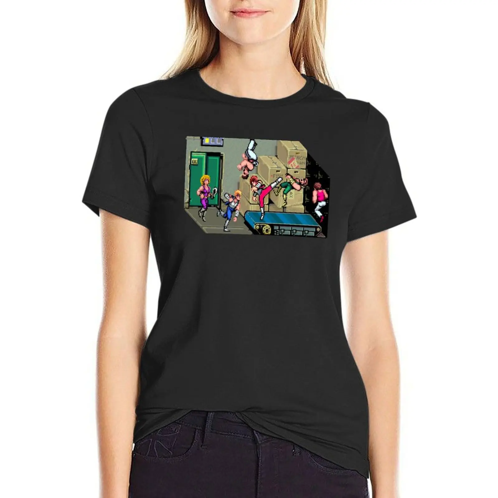 

Double Dragon Conveyor Belt Brawl T-Shirt female tops customs design your own new edition korean Women's clothes