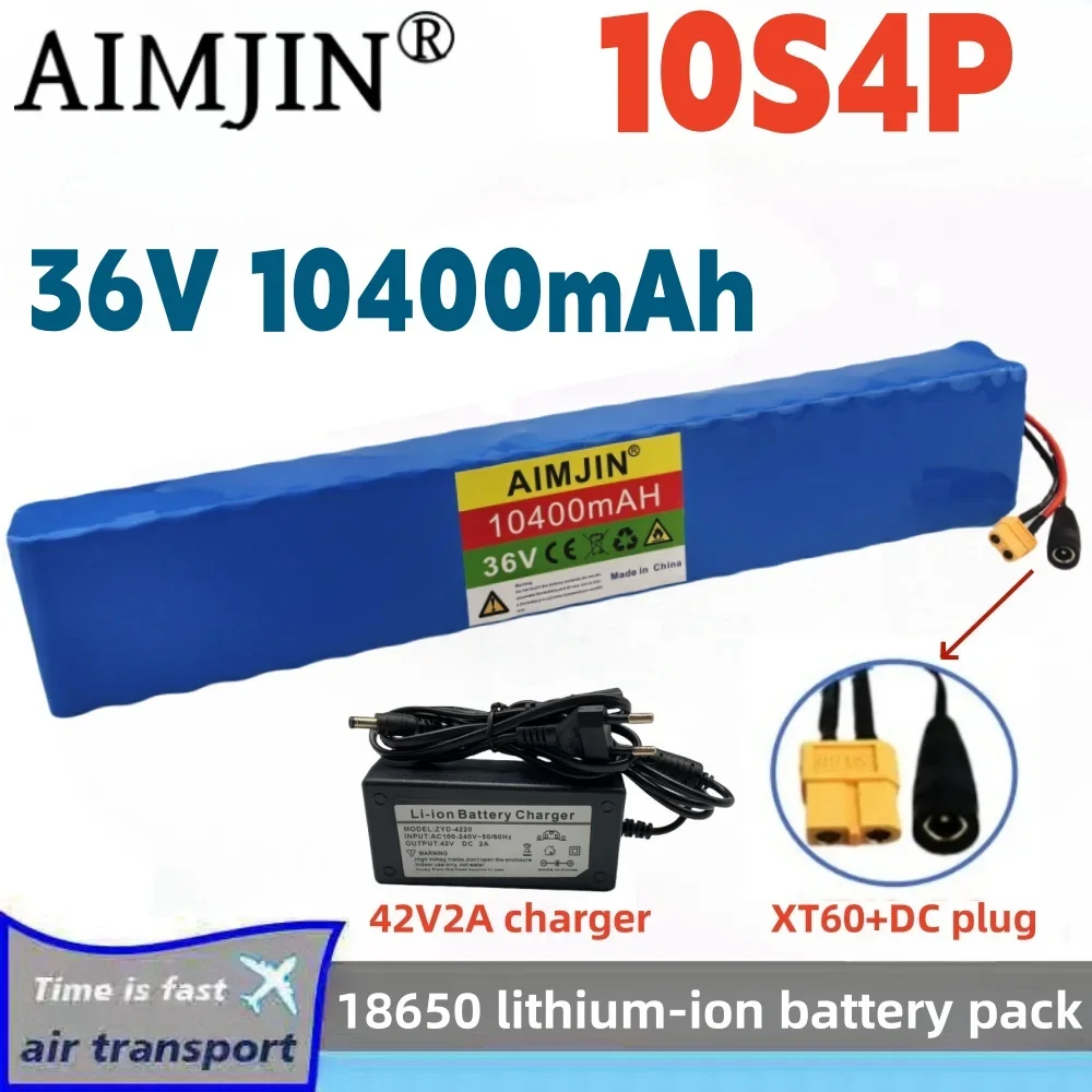 10S4P 36V 10400mAh High power cell 18650 Lithium Ion Battery Pack Suitable for Bicycles and Electric Scooters,with Built-in BMS