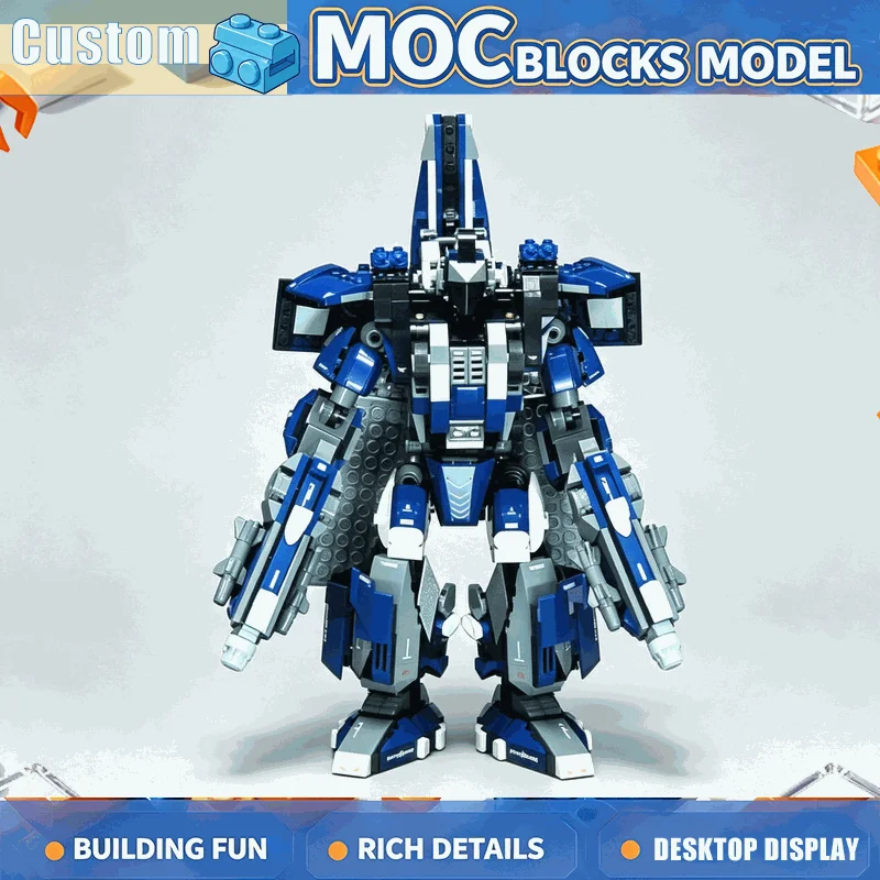 946PCS Transformable Blue Jet Mech Building Blocks Model Assembly Robot Figure Creative Science Fiction Collection Display Gift