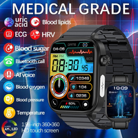 2024 New AI Medical Diagnosis Blood Lipids Uric Acid Blood Glucose Smart Watch For Men ECG+PPG Bluetooth Call Health Smartwatch