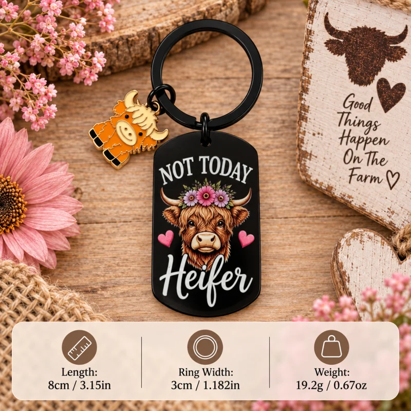 Funny Heifer Keychain Highland Cow Pendant Country Cow Girl Gift