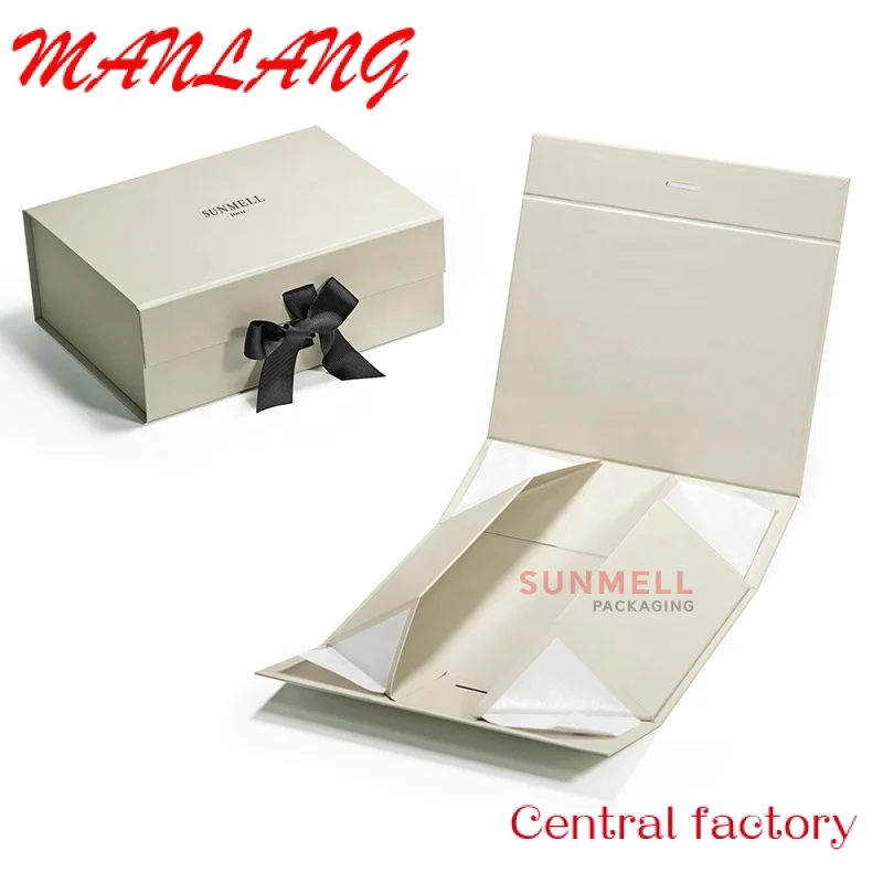 Custom  Custom Logo Luxury Folding cardboard gift Box packaging for clothes Collapsible Magnetic Foldable Gift Box With Ribbon