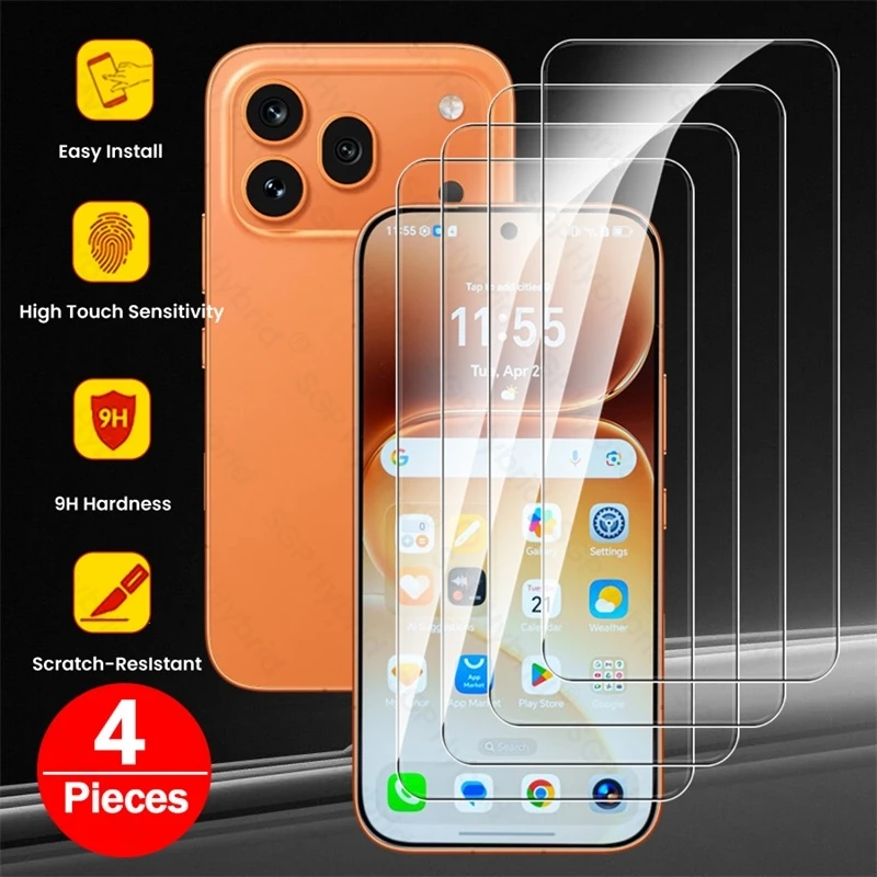 4Pcs Unlock Tempered Glass for Honor 600 Pro 5G Global/Europ